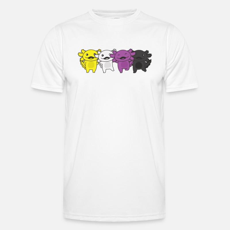 Nonbinary Flag Non Binary Pride LGBTQ Axolotl Männer Funktions-T-Shirt