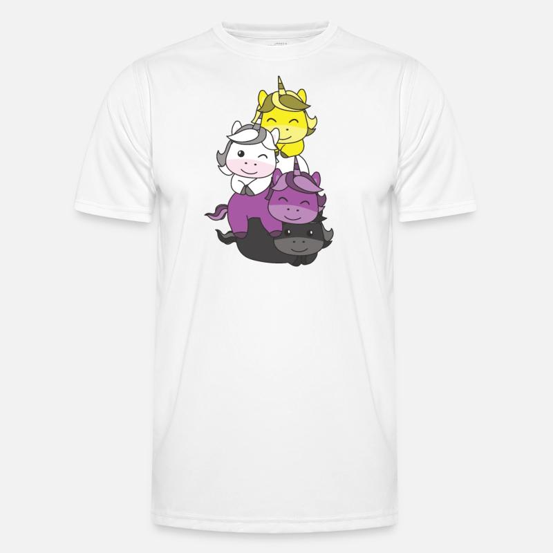 Nonbinary Flag Pride LGBTQ Cute Unicorn Stack Men's Functional T-Shirt