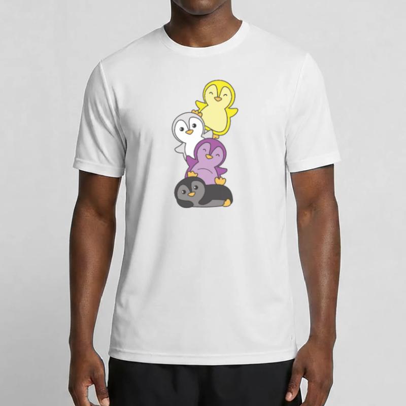 Nonbinary Flag Pride LGBTQ Mignon Penguin Stack T-shirt sport Homme