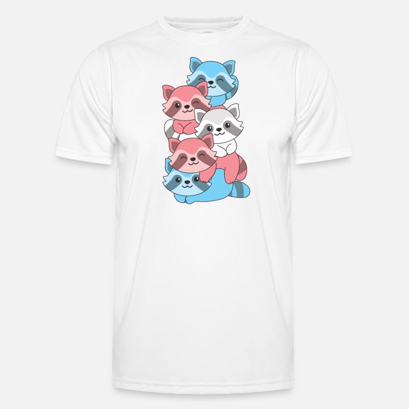 Transgender Flag Pride LGBTQ Cute Raccoon Stack T-shirt sport Homme