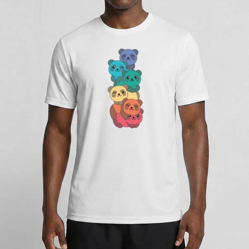 Rainbow Flag Pride LGBTQ Cute Panda Stack Men's Functional T-Shirt