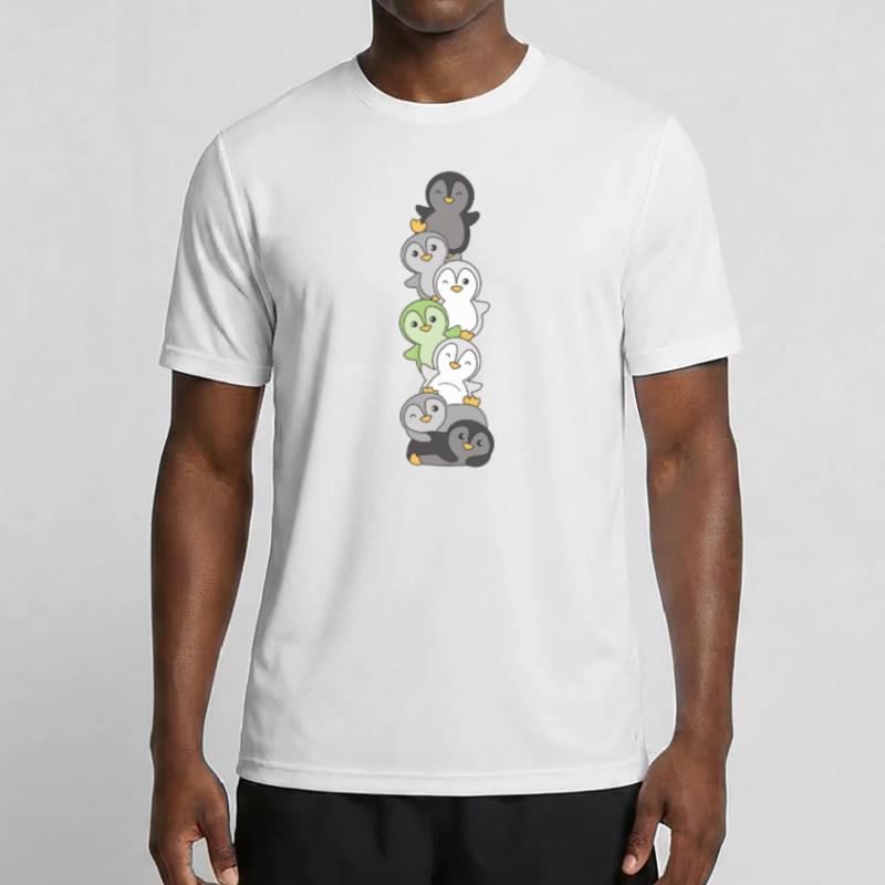 Agender Drapeau Pride LGBTQ Mignon Penguin Stack T-shirt sport Homme