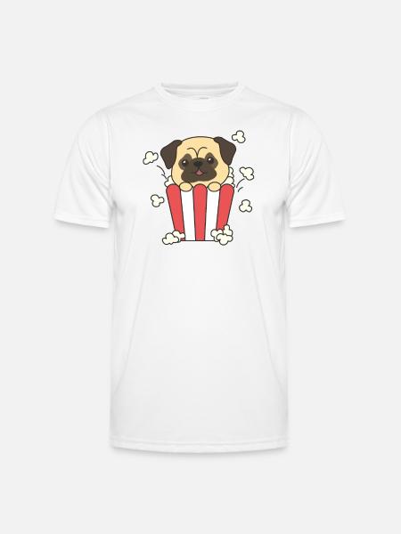 Mops Popcorn Time sjove dyr i fastfood - Funktionsshirt til herrer - hvid