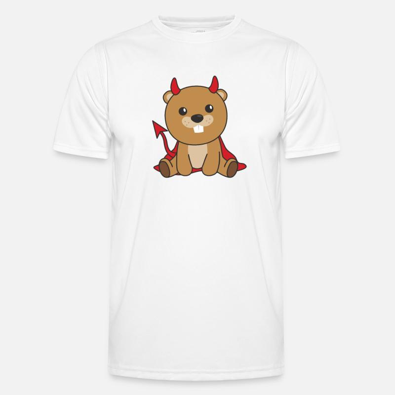 Beaver Happy Halloween Devil Costume - Men's Functional T-Shirt - white