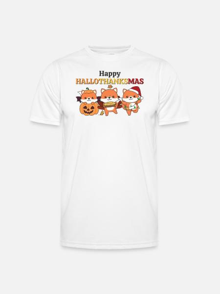 Happy Hallothanksmas Fox Christmas Foxes - Men's Functional T-Shirt - white