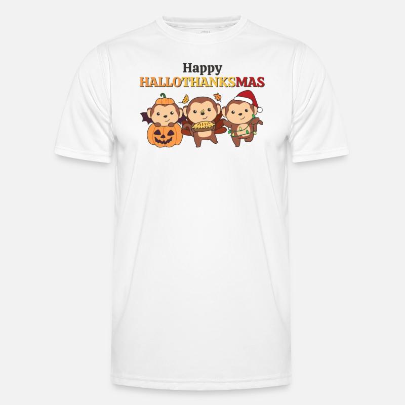 Happy Hallothanksmas Monkey Christmas Monkey - Men's Functional T-Shirt - white