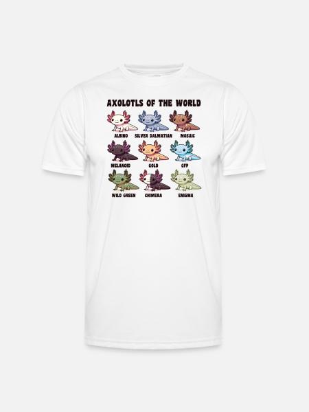 Axolotls från världen Söta djur Axolotl-arter - Funktions-T-shirt herr - vit