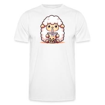Kawaii Sheep Bubble Tea Boba Sheep - Men's Functional T-Shirt - white - Front - AI Model Male 178 dark (178cm)