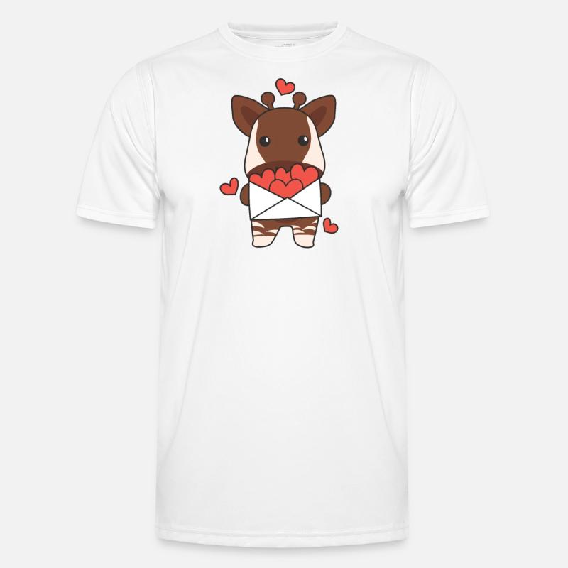 Okapi zum Valentinstag süße Tiere mit Herzen Männer Funktions-T-Shirt