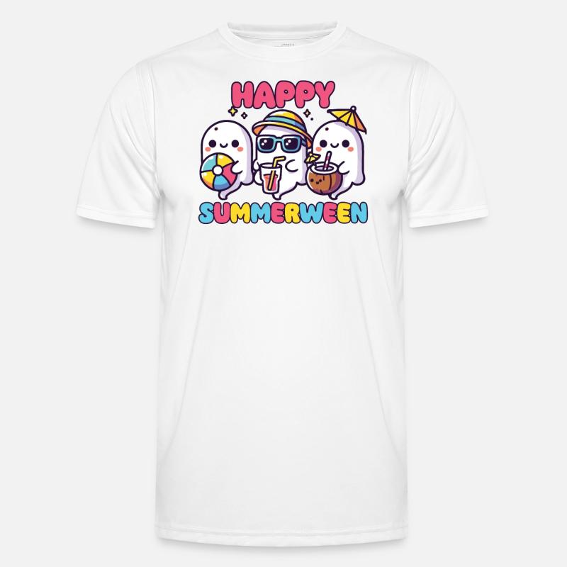 Happy Summerween Sommer Halloween Geist - Männer Funktions-T-Shirt - Weiß