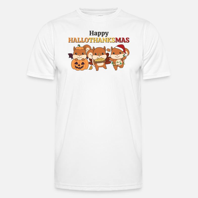 Happy Hallothanksmas Eichhörnchen Weihnachts Männer Funktions-T-Shirt