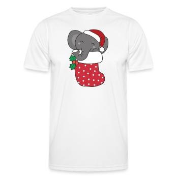 Søde elefanter i julestrømper til jul - Funktionsshirt til herrer - hvid - Foran - AI Model Male 178 dark (178cm)