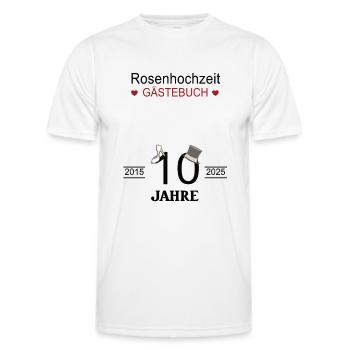 Rosenhochzeit Gästebuch 10 Jahre Verheiratet Ehe - Männer Funktions-T-Shirt - Weiß - Vorne - AI Model Male 178 dark (178cm)