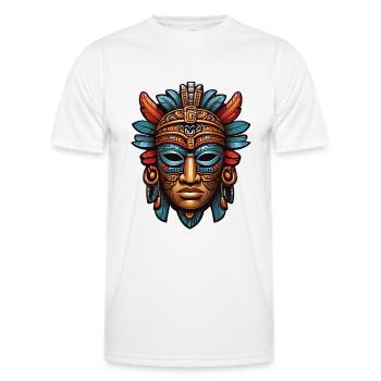 Kunstvolle geschnitzte Azteken, Maya, Inka Maske - Männer Funktions-T-Shirt - Weiß - Vorne - AI Model Male 178 dark (178cm)