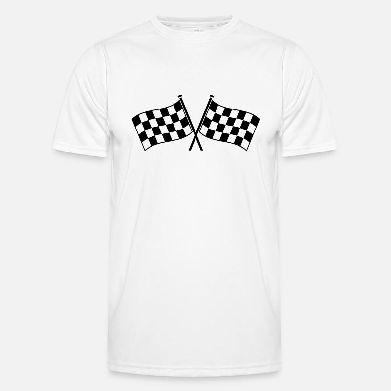 Deux drapeaux à damier vainqueur de la course T-shirt sport Homme
