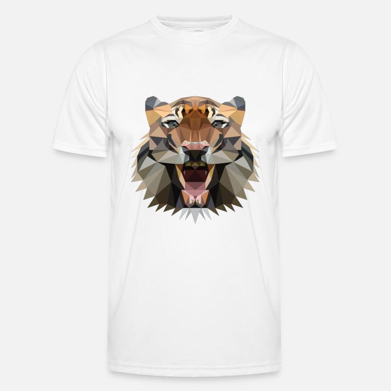 Tiger Polygon Geometric - Cat - Men's Functional T-Shirt - white