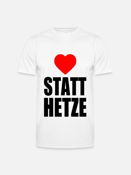 Herz statt hetze - Männer Funktions-T-Shirt - Weiß