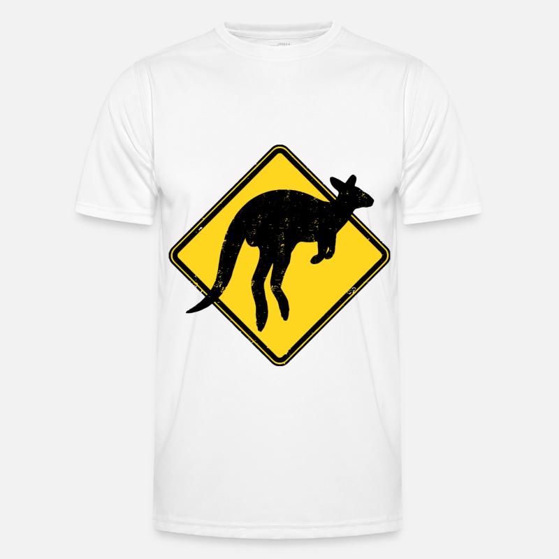 Känguru Australien Warnung Kangaroo Crossing - Männer Funktions-T-Shirt - Weiß