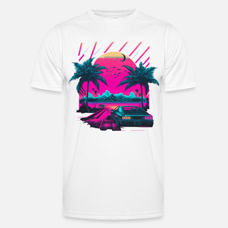Synthwave Palm Beach - Men's Functional T-Shirt - white