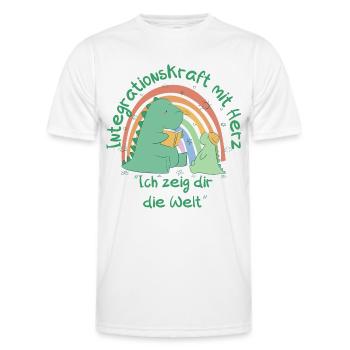 Integrationskraft mit Herz - Ich zeig dir die Welt - Männer Funktions-T-Shirt - Weiß - Vorne - AI Model Male 178 dark (178cm)