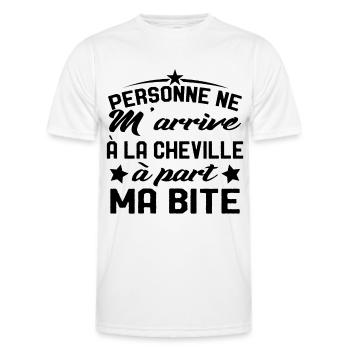 Homme Blague Bite Beauf Cadeau Humour Drôle - T-shirt sport Homme - blanc - Devant - AI Model Male 178 dark (178cm)
