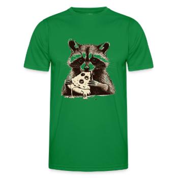 Raton laveur mangeant de la pizza - T-shirt sport Homme - vert - Devant - AI Model Male 178 dark (178cm)