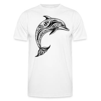 Dauphin avec des motifs Maori - T-shirt sport Homme - blanc - Devant - AI Model Male 178 dark (178cm)