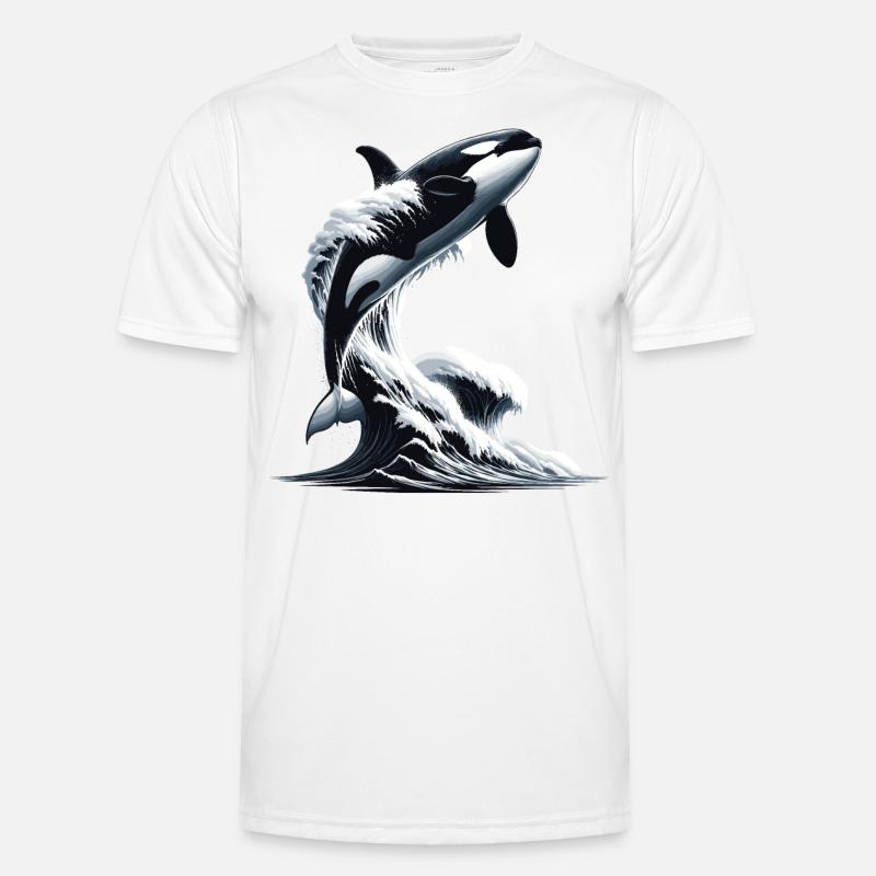 Ein Orca, der in einen Wellenozean springt Männer Funktions-T-Shirt