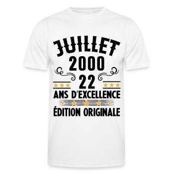 22 Ans Anniversaire Vintage Né(e) en Juillet 2000 - T-shirt sport Homme - blanc - Devant - AI Model Male 178 dark (178cm)