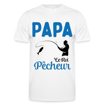 Cadeau Papa Pêcheur Roi de Pêche - T-shirt sport Homme - blanc - Devant - AI Model Male 178 dark (178cm)