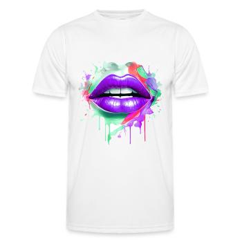 Bunte Lippen Kussmund Frauengesicht - Männer Funktions-T-Shirt - Weiß - Vorne - AI Model Male 178 dark (178cm)