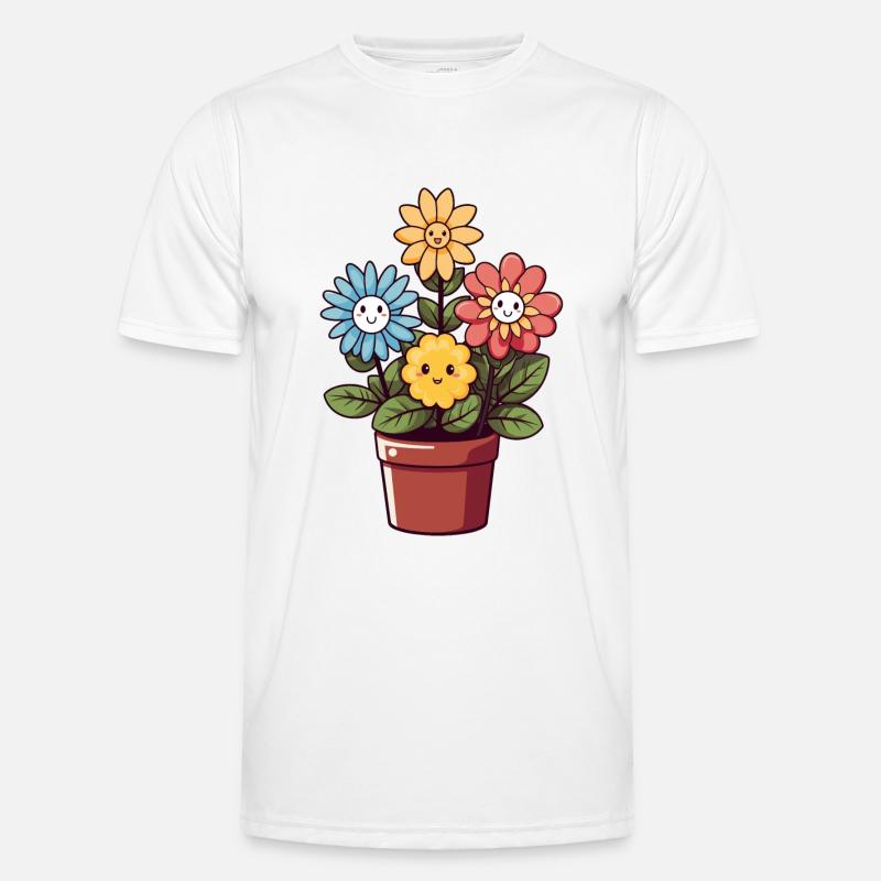 Lachende Blumen im Blumentopf Männer Funktions-T-Shirt