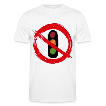 Panneau d’interdiction gouvernementale de feu tricolore - T-shirt sport Homme - blanc - Devant - AI Model Male 178 dark (178cm)