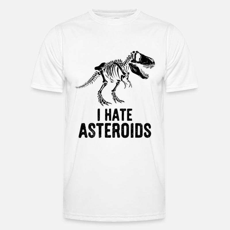 T-Rex Dinosaurier Skelett Spruch I hate Asteroids Männer Funktions-T-Shirt