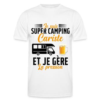 Super Camping Cariste et Je Gère la Pression - T-shirt sport Homme - blanc - Devant - AI Model Male 178 dark (178cm)