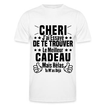 Chéri Saint Valentin Amour Couple Humour - T-shirt sport Homme - blanc - Devant - AI Model Male 178 dark (178cm)