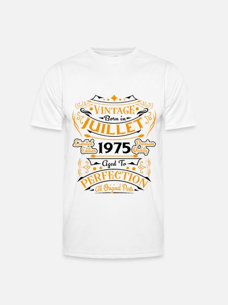 Juli 1975 Humor fødselsdagsgave - Funktionsshirt til herrer - hvid