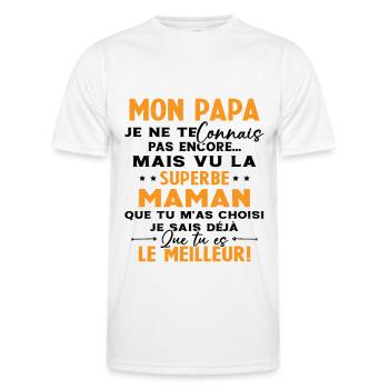 Annonce grossesse Cadeau Futur Papa Future Maman - T-shirt sport Homme - blanc - Devant - AI Model Male 178 dark (178cm)