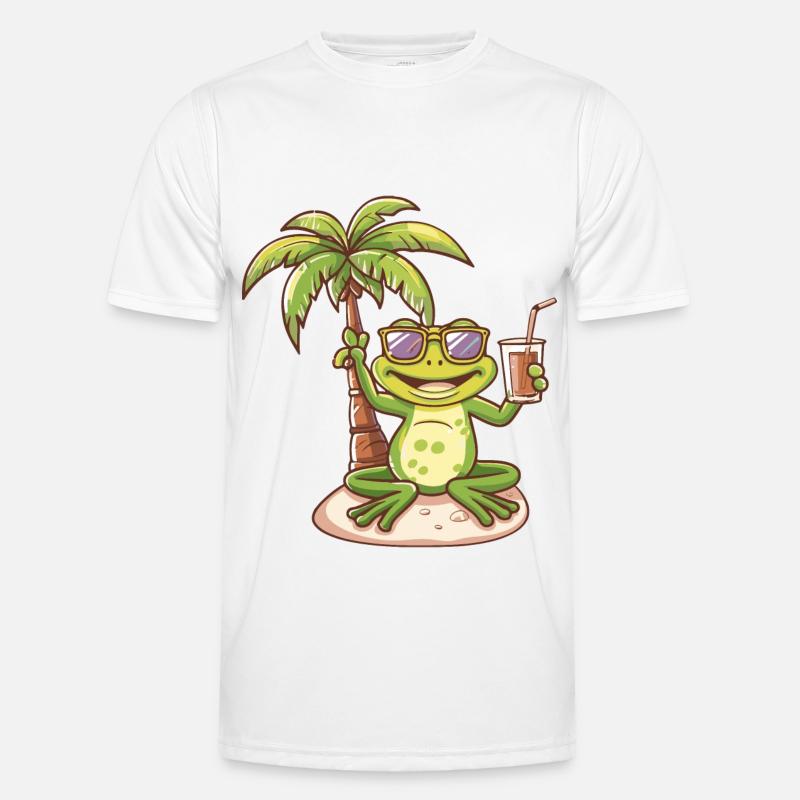 Frog Summer Beach Comic - Men's Functional T-Shirt - white