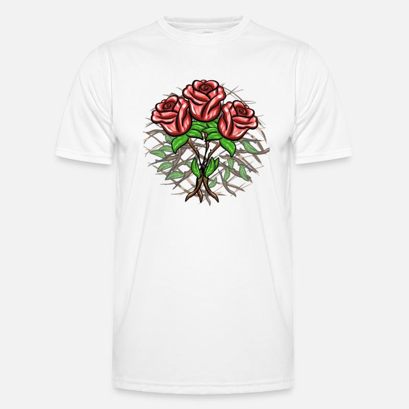 Crosses Pattern Cross Plants Roses - Men's Functional T-Shirt - white