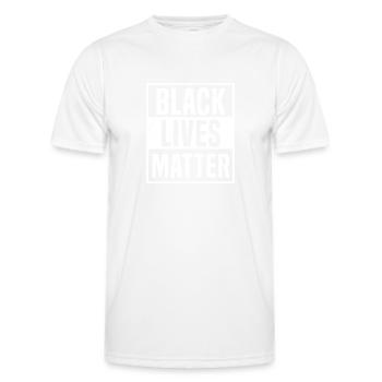 Les vies noires comptent! Black Power Anti Rac BLM - T-shirt sport Homme - blanc - Devant - AI Model Male 178 dark (178cm)