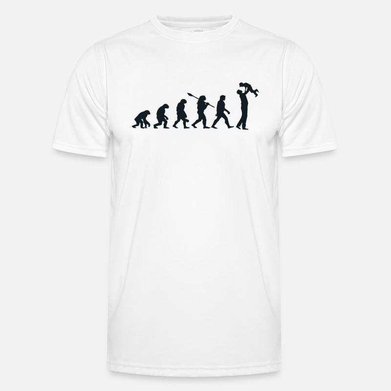Évolution Darwin pour les Papas 👨‍👧‍👦 - T-shirt sport Homme - blanc