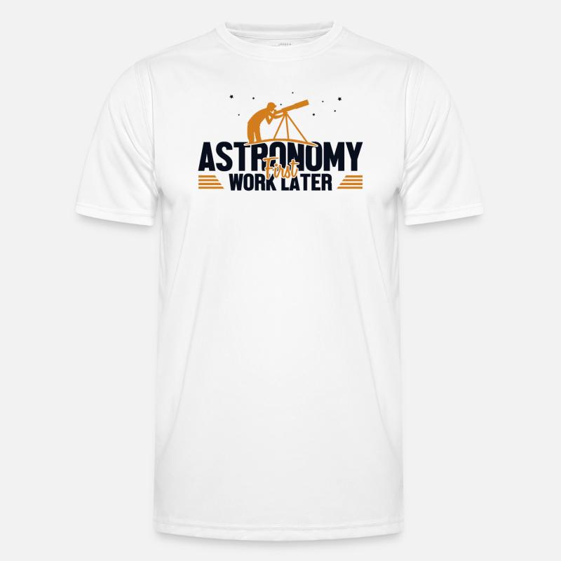 Astronomy First Work Later Sternenhimmel Männer Funktions-T-Shirt