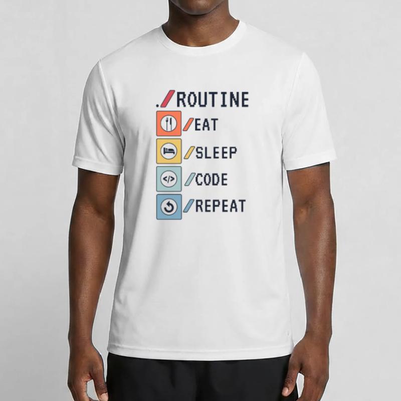 Routine Eat Sleep Code Repeat Developer Coder T-shirt sport Homme