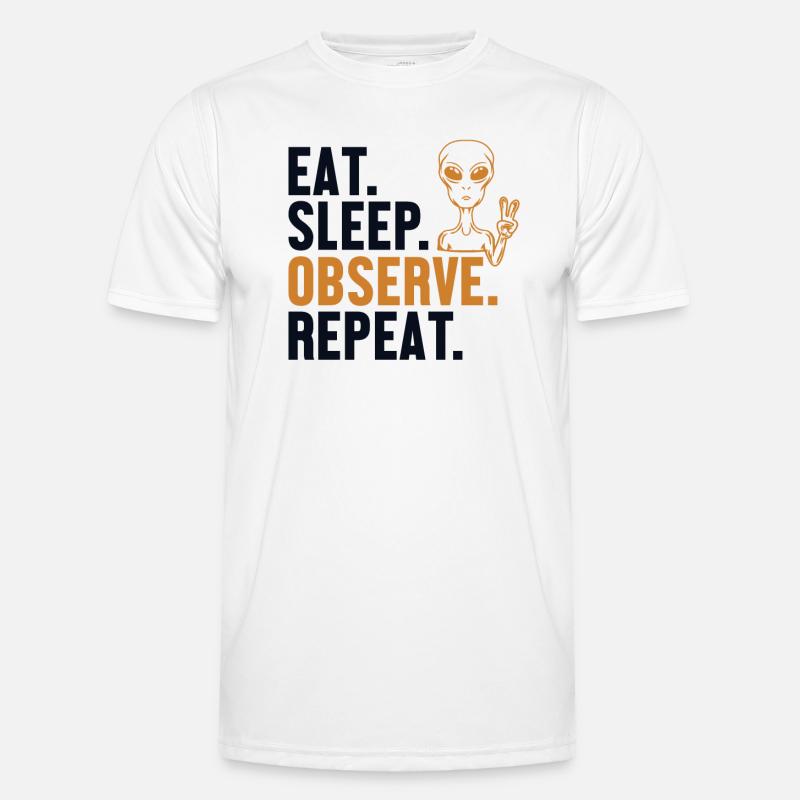 Manger dormir Observer Répéter OVNI extraterrestre T-shirt sport Homme