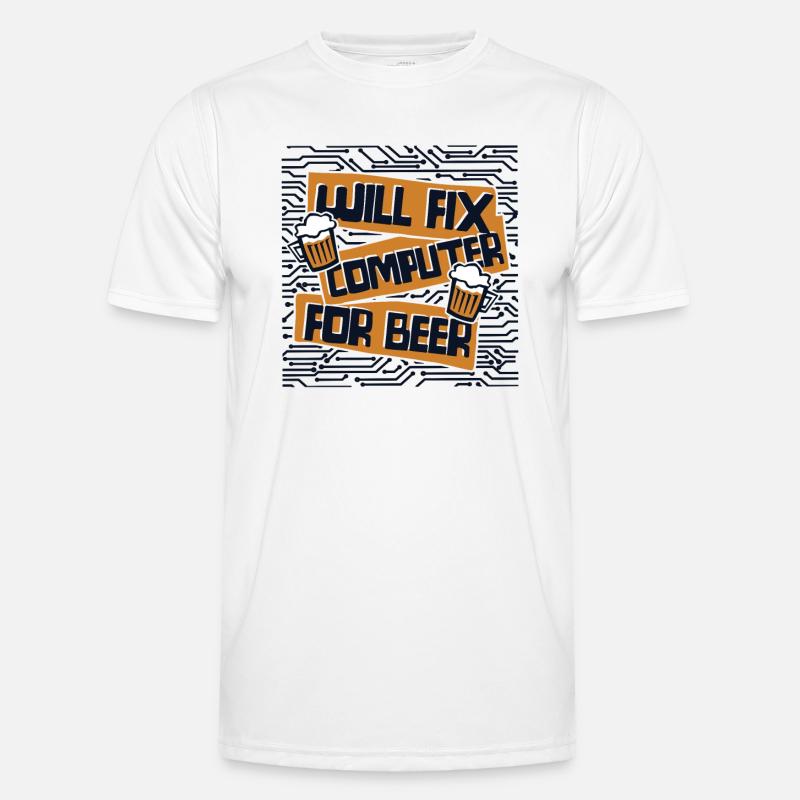 Will Fix Computer For Beer IT Operations Admin Men's Functional T-Shirt
