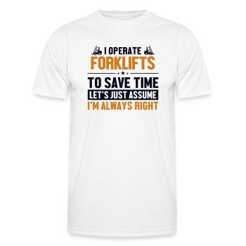 Forklifts Let's Assume I'm Right Geländestapler - Men's Functional T-Shirt - white - Front - AI Model Male 178 dark (178cm)
