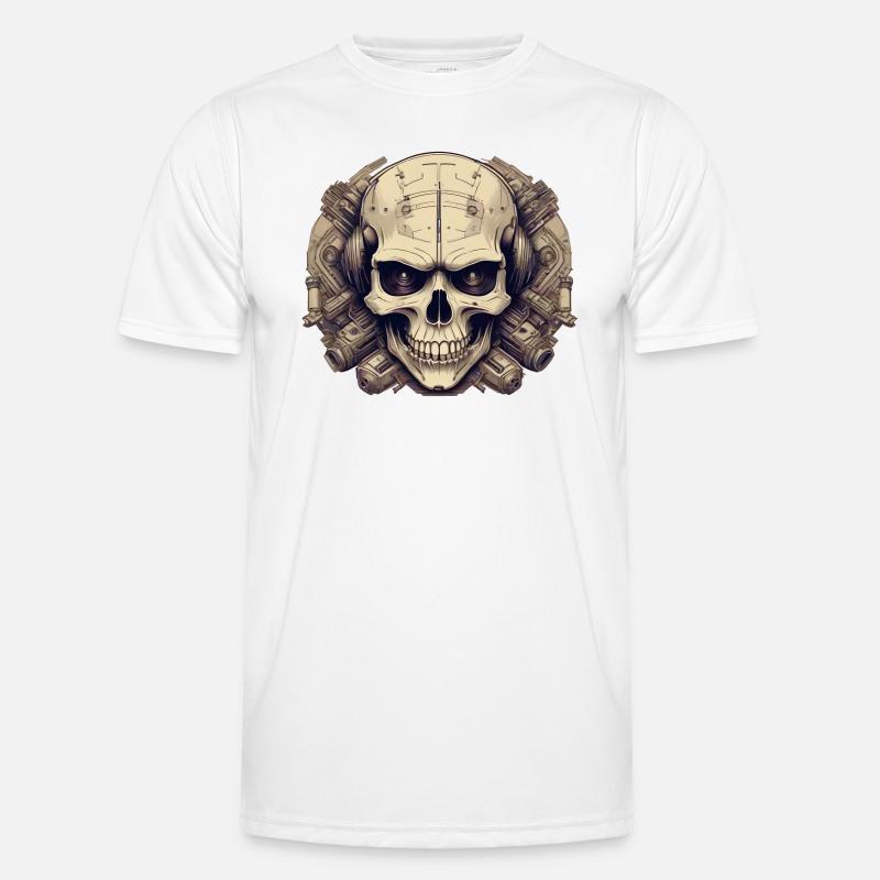 Bionic Skull - Comic Style Logo - Men's Functional T-Shirt - white
