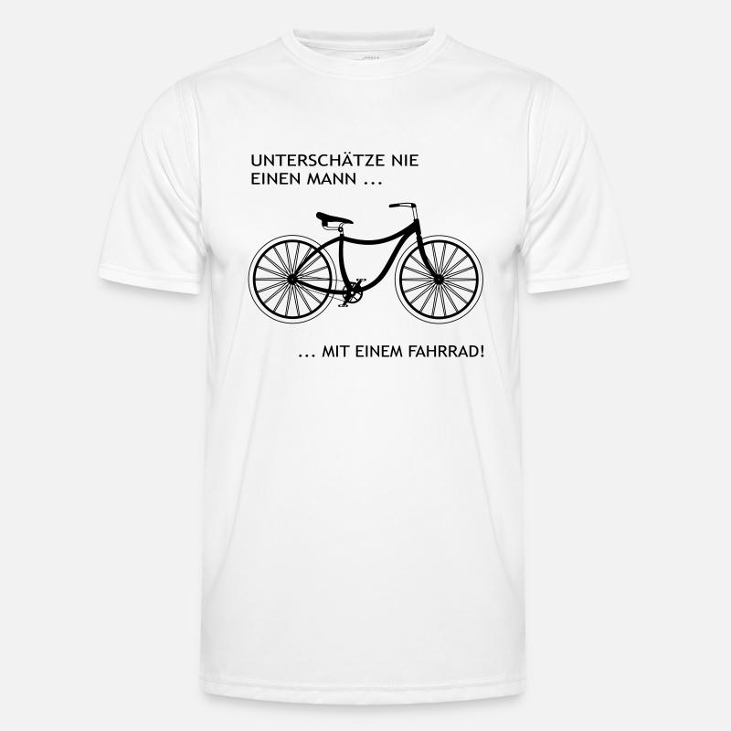 Never underestimate a man ... with a bicycle. Men's Functional T-Shirt