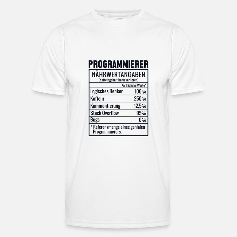 Programmierer Nährwertangaben Developer Coder - Männer Funktions-T-Shirt - Weiß